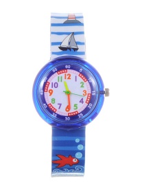Fashion Blue Fish&sail Pattern Decorated Child Watch