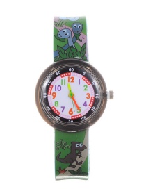 Fashion Dark Green Dinosaur Pattern Decorated Child Watch