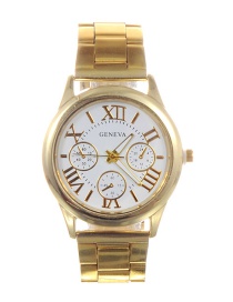 Fashion Gold Color+white Letter Pattern Decorated Watch