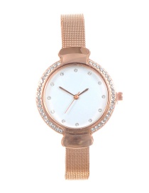 Fashion Gold Color Diamond Decorated Round Dial Watch