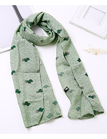 Lovely Green Cactus Pattern Decorated Child Scarf(1-12 Years Old)
