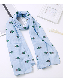 Lovely Blue Cactus Pattern Decorated Child Scarf(1-12 Years Old)