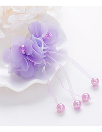 Lovely Purple Flower Decorated Taseel Design Hair Claw