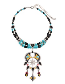 Fashion Black Beads Decorated Multi-layer Necklace