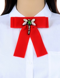 Fashion Red Dragonfly Decorated Bowknot Shape Brooch