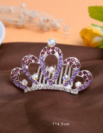 Lovely Purple+red Hollow Out Decorated Crown Hairpin (larger)