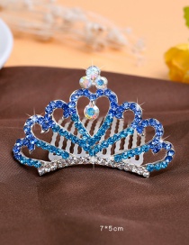 Lovely Blue Heart Shape Decorated Crown Hairpin (larger)