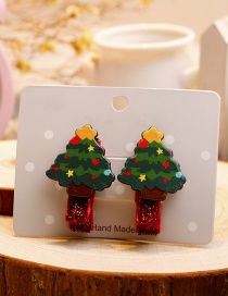 Fashion Red+green Tree Shape Decorated Christmas Hairpin (1pair)
