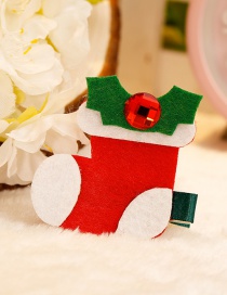 Fashion Red+green Sock Shape Decorated Christmas Hairpin