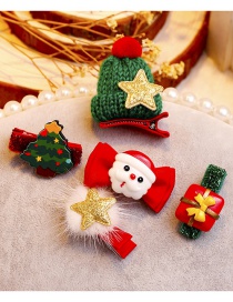 Fashion Red+green Hat Shape Decorated Christmas Hairpin (5pcs)