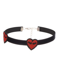 Fashion Red+black Love Pattern Decorated Simple Choker
