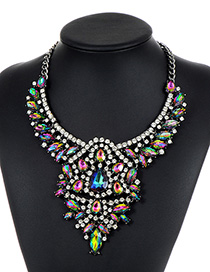 Fashion Multi-color Oval Shape Decorated Necklace