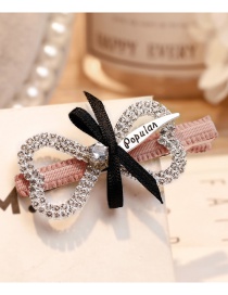 Lovely Pink Full Diamond Decorated Bowknot Hairpin