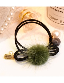 Lovely Dark Green Pearl&ball Decorated Double Layer Hair Band