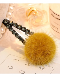 Lovely Yellow Fuzzy Ball Decorated Pom Hairpin