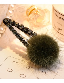 Lovely Dark Green Fuzzy Ball Decorated Pom Hairpin