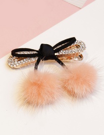 Lovely Pink Fuzzy Ball Decorated Bowknot Hairpin