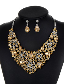Elegant Champagne Hollow Out Decorated Jewelry Sets