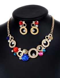 Fashion Multi-color Round Shape Decorated Hollow Out Jewelry Sets
