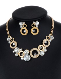 Fashion Gold Color Round Shape Decorated Hollow Out Jewelry Sets