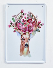 Fashion Plum-red Deer&flower Pattern Decorated Hang Painting