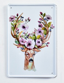 Fashion Pink+green Deer&flower Pattern Decorated Hang Painting