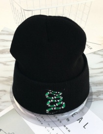Fashion Black+green Embroidery Snake Decorated Hat
