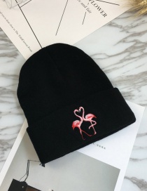 Fashion Black Embroidery Flamingo Decorated Hat