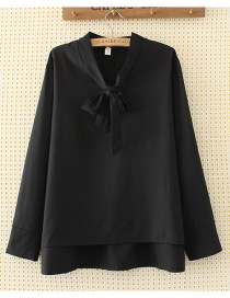 Elegant Black Bowknot Shape Decorated Shirt