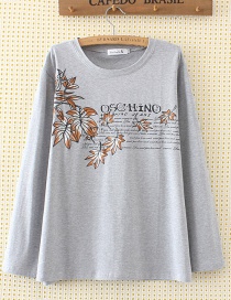 Fashion Gray Leaf Shape Decorated T-shirt