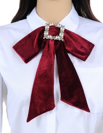 Elegant Claret-red Square Shape Decorated Bowknot Necklace
