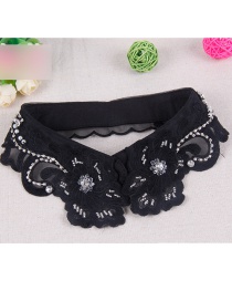 Fashion Black Flower Shape Decorated Lace Fake Collar