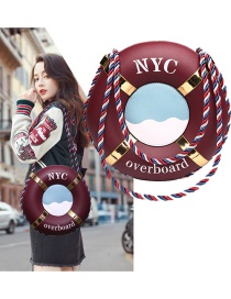 Personality Claret-red Lifebuoy Decorated Bag