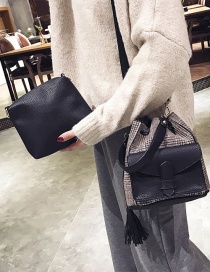 Fashion Black Tassel Decorated Bucket Bag (2pcs)