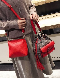 Fashion Red Tassel Decorated Bucket Bag (2pcs)