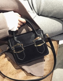 Fashion Black Double Belt Buckle Decorated Bag