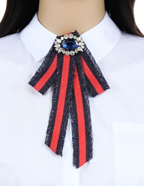 Elegant Navy Oval Shape Diamond Decorated Bow-tie