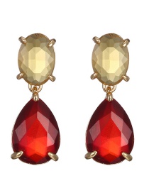 Fashion Red Water Drop Shape Decorated Earrings