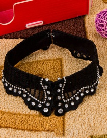 Fashion Black Diamond Decorated Fake Collar