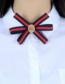Elegant Red+navy Portrait Shape Decorated Bowknot Brooch