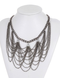 Elegant Silver Color Chain Decorated Necklace