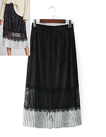 Fashion Black Pure Color Decorated Skirt