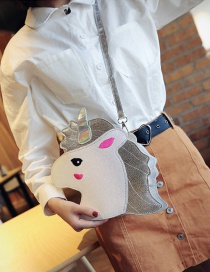 Fashion Silver Color Unicorn Shape Decorated Shoulder Bag