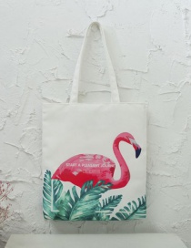 Fashion White Flamingo Pattern Decorated Shoulder Bag
