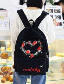 Fashion Black Strawberry Pattern Decorated Backpack