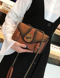 Fashion Light Brown Lock Decorated Shoulder Bag