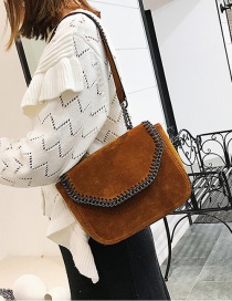 Fashion Brown Chain Decorated Shoulder Bag