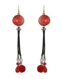 Fashion Red Ball Decorated Pom Earrings
