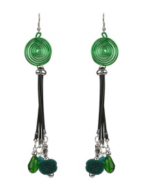 Fashion Green Ball Decorated Pom Earrings