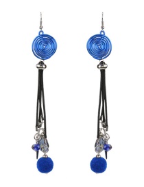 Fashion Blue Ball Decorated Pom Earrings